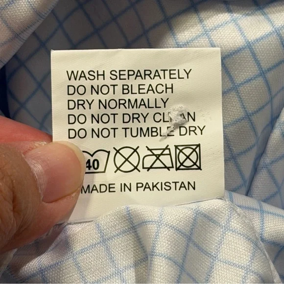 Collars and Co NWT Size XL Thin Blue Check Dress Collar Polo Performance Stretch - Picture 5 of 6